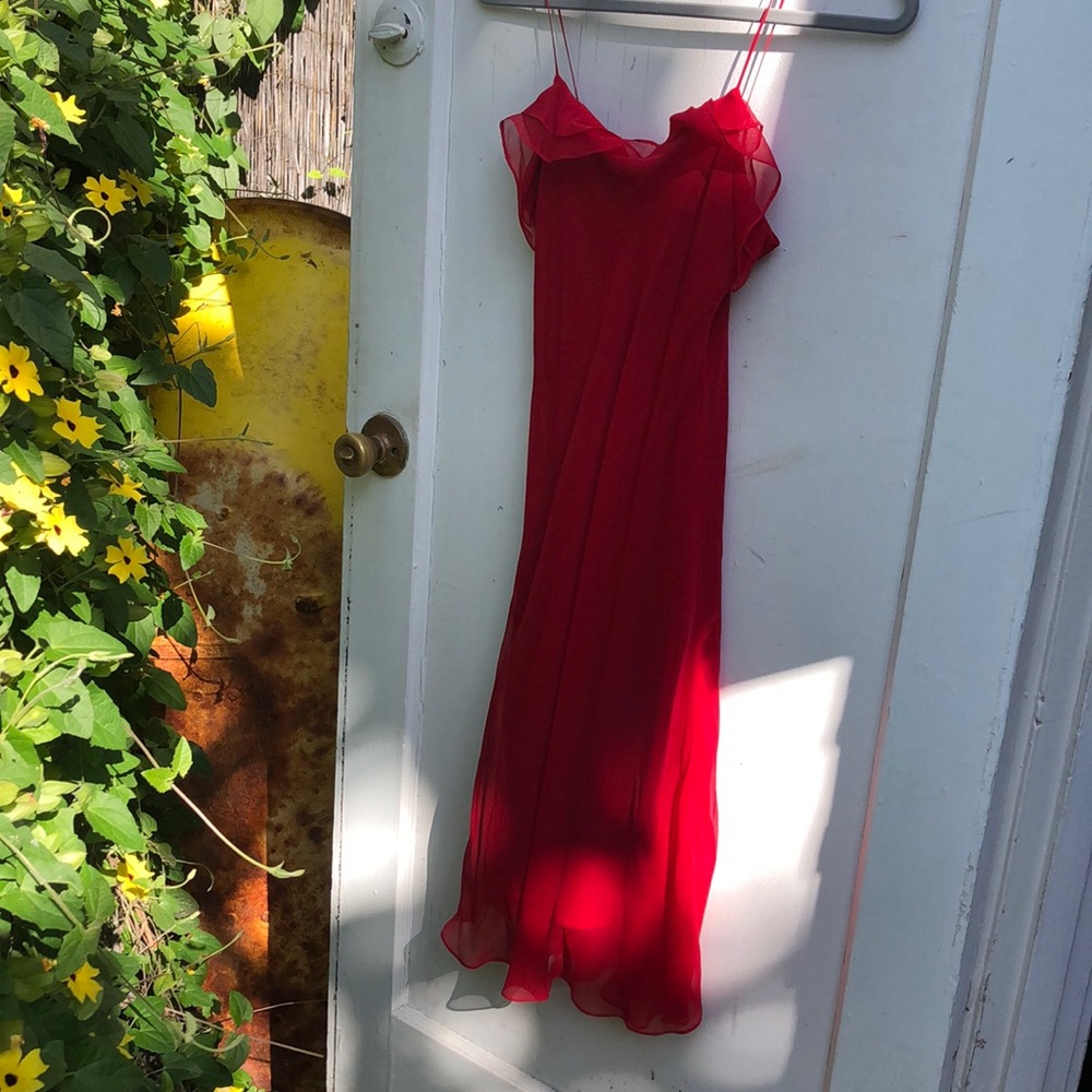 Red spaghetti strapped dress